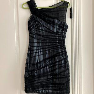 Cynthia Steffe cocktail minidress black tulle and sequin